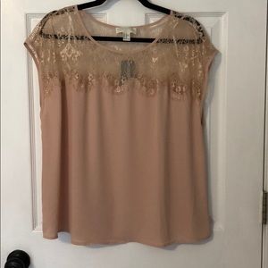 Lace top blush tank